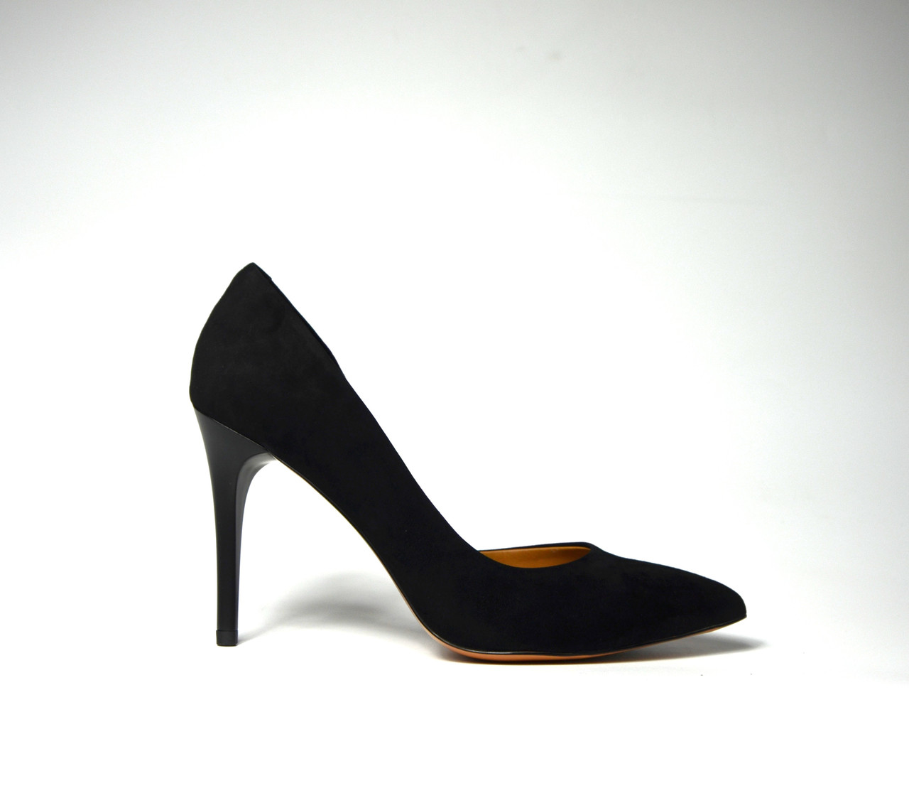 Туфлі човники жіночі замшеві чорні на високій шпильці ZH313A-31K Inci 3357