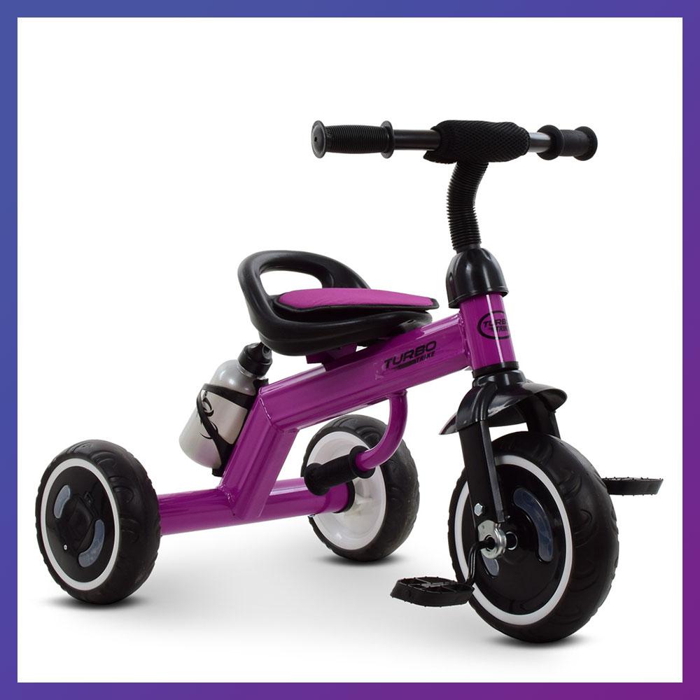Дитячий триколісний велосипед сталева рама Turbo Trike M 3648 EVA колеса Фіолетовий, фото 1