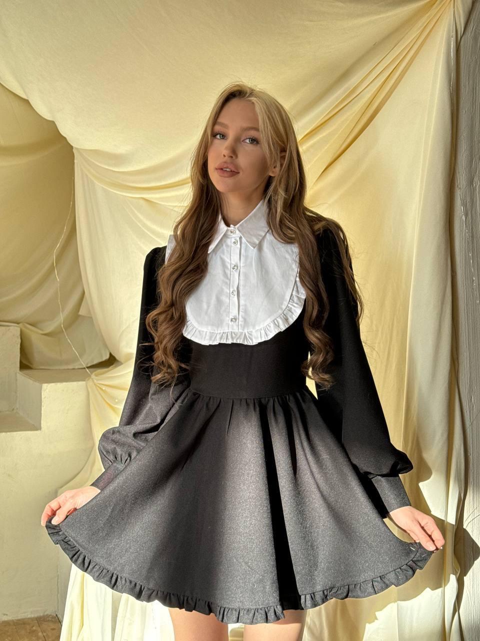 Сукня міні зі знімним коміром, фото 1