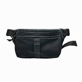 Чоловіча сумка бананка на пояс тактична чорна, з логотипом матеріал Оксфорд