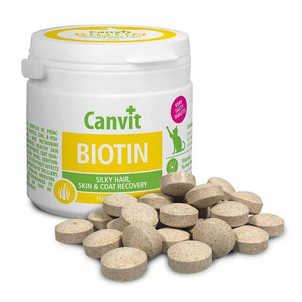 Комплекс вітамінів для шкіри і шерсті котів Canvit Biotin 100 г, фото 3