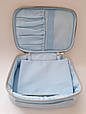 Косметичка органайзер подвійна дорожній/несесер блакитна на золотистій блискавці 8786, фото 6