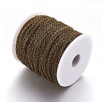 Ланцюжок Finding Плетіння хрест для біжутерії котушка 100 м Антична бронза Ланка 3 мм x 2 мм x 0.5 мм