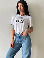 Женская свободная футболка с принтом кулир 42-46