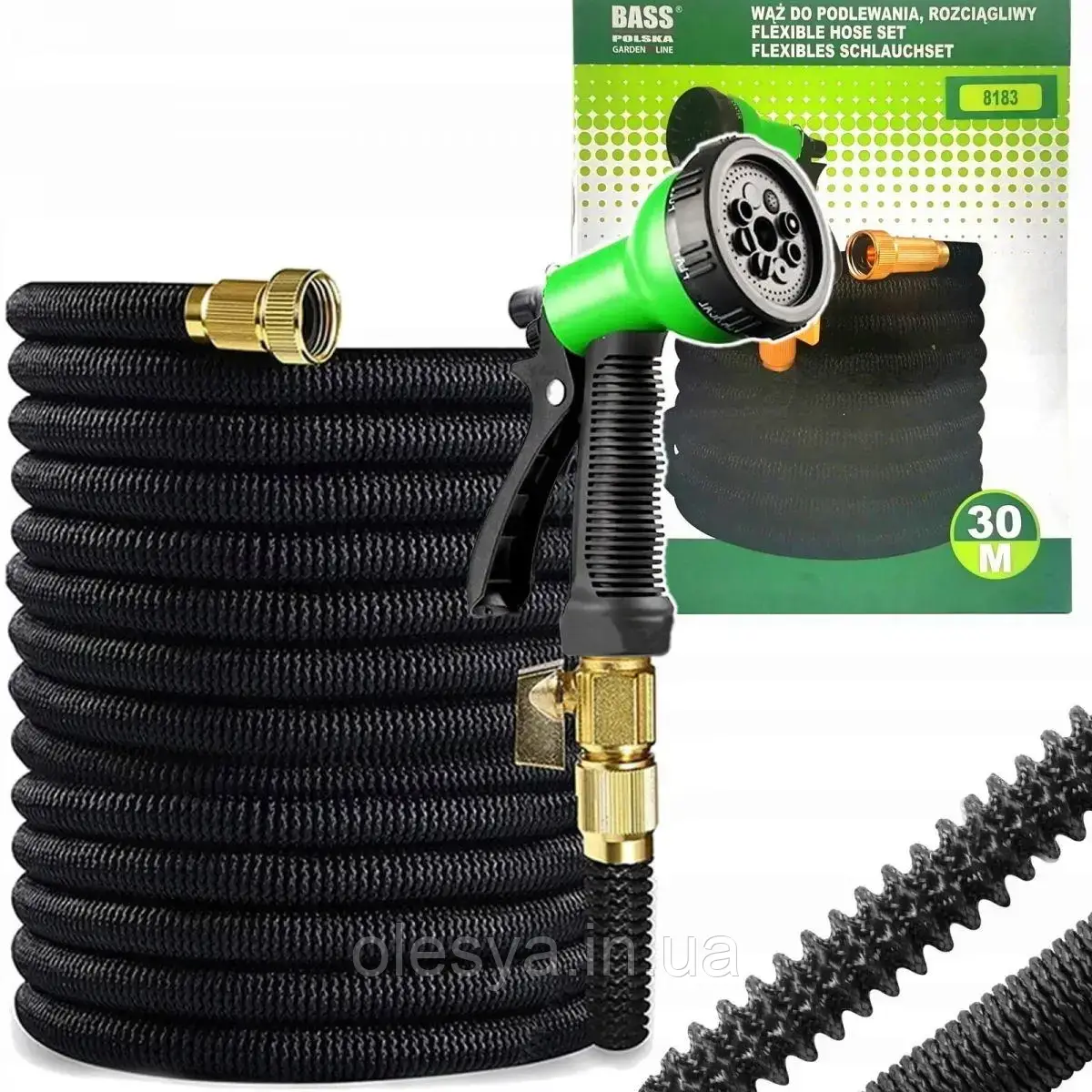 Гнучкий садовий шланг 30 м, комплект Bass Polska 8183, фото 1