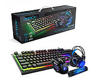 Игровой комплект 4 в 1 с подсветкой RGB Gaming Мишка Наушники Клавиатура Коврик