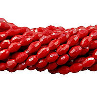 Намистини кришталеві (Овал) 4*6 мм, пачка 70 шт, колір - червоний матовий