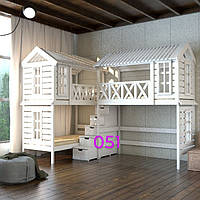 Дерев'яне двоярусне ліжко-будиночок "РОНДА"