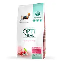 Сухой корм Optimeal для взрослых собак средних пород, с индейкой, 4кг