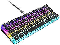 Проводная игровая клавиатура Snpurdiri 60%, колпачки клавиш Pudding с полупрозрачным слоем, с 61 клавишей