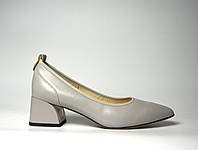 Туфли лодочки женские кожаные серые на широком устойчивом каблуке S1288-01-Y721A-9 Lady Marcia 3359