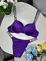 Комплект женский Victoria s Secret Rhinestone Dark Violet Женское белье и купальники