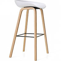 Стілець барний Адель ніжки натуральне дерево, сидіння пластик Білий (СДМ меблі-ТМ)