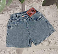 Шорти джинсові для дівчаток в блакитному кольорі на зріст 116-122,122-128