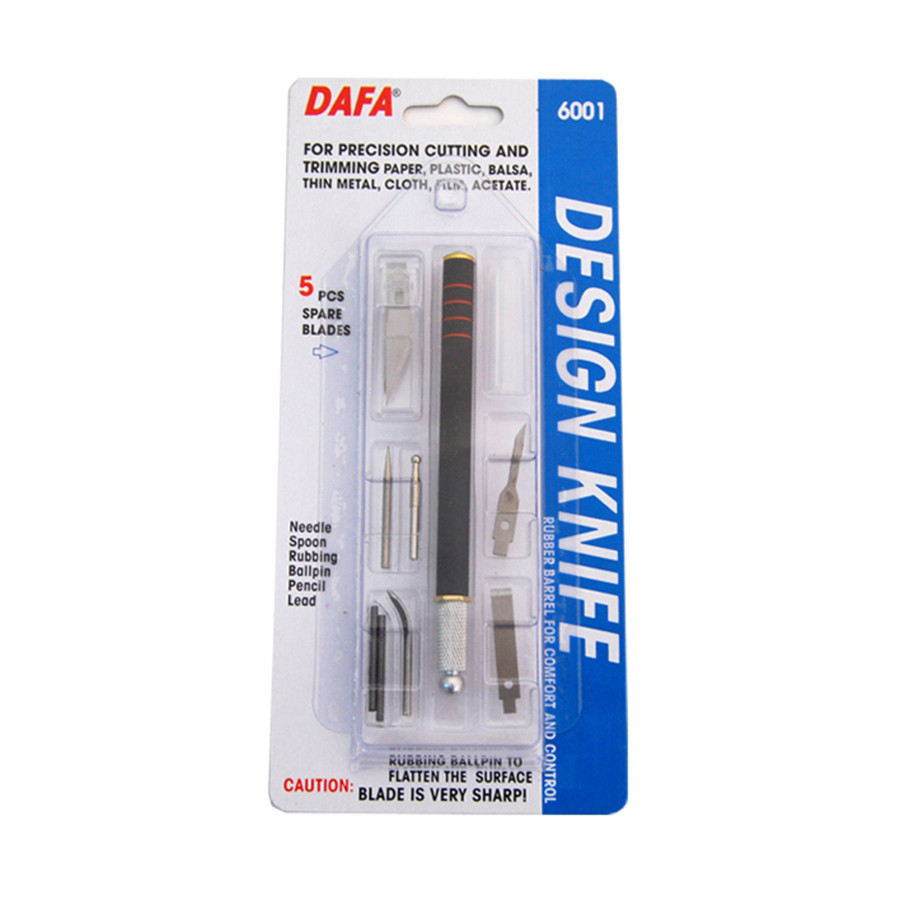 Макетний ніж, 5 змінних лез + 7 насадок. DAFA 6001