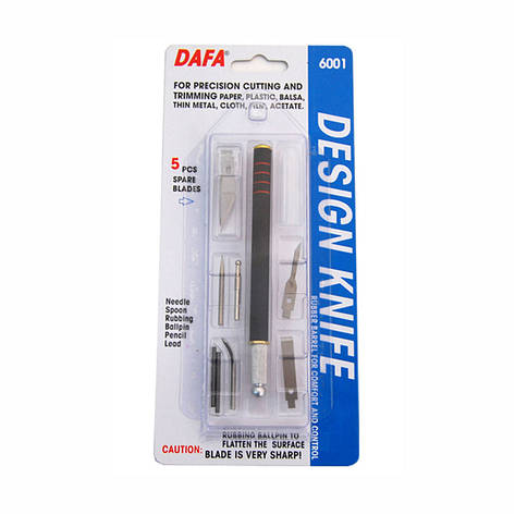 Макетний ніж, 5 змінних лез + 7 насадок. DAFA 6001, фото 1