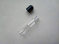 60 - 66 мл Круглий флакон прозорий ПЕТ з кришкою диск-топ чорний 20/410 з ковпачком, закруткою для рідин, сипких матеріалів, фото 3