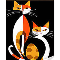 Картина за номерами Геометричні коти в стилі сюрреалізму 30х40 см Strateg (SS1010)