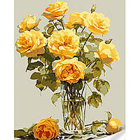 Картина за номерами Жовті троянди у вазі 30х40 см Strateg (SS1011)