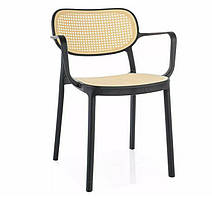 Стул садовый Bali II пластик черный/бежевый эффект ротанга Signal ТМ)