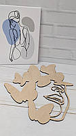 Контур обличчя дівчини Метелики Трафарети фанера Дівчина Дерев'яний трафарет Основа для моху Розмір 50 см