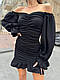 Жіноча коротка сукня зі складками та рюшами, фото 3