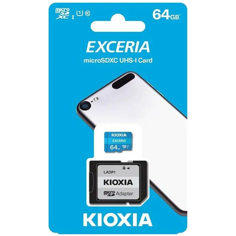 Карта пам'яті Kioxia MicroSDXC 64GB UHS-I Class 10 Exceria R100MB/s (LMEX1L064GG2) + SD-адаптер