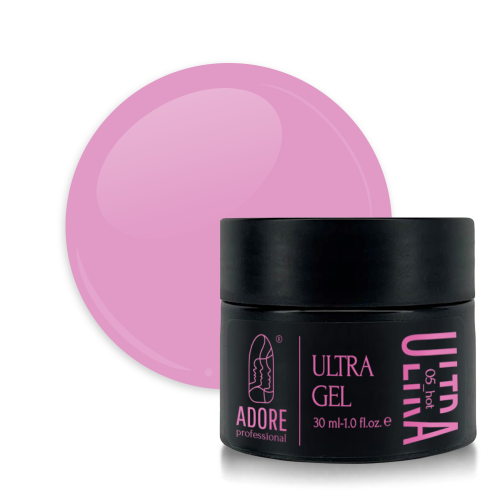 Кольоровий гель для нарощення нігтів Adore Ultra gel №05 – ultrahot, насичений рожево-фіолетовий, 30 мл