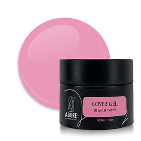 Камуфлюючий гель для нарощення нігтів Adore Cover builder gel №01 – tea-rose, теплий рожевий, 30 мл