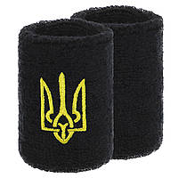 Напульсники спортивные махровые герб України для тренировок бега баскетбола SP-Sport 9280 2шт Black