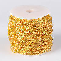 Ланцюжок Finding Плетіння хрест для біжутерії котушка 100 м Золото Ланка 3 мм x 2 мм x 0.5 мм