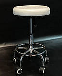 Стілець майстра м'який круглий на колесах без спинки, Стілець для косметолога, майстра манікюру, педикюру, тату, фото 10