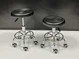 Стілець майстра м'який круглий на колесах без спинки, Стілець для косметолога, майстра манікюру, педикюру, тату, фото 8
