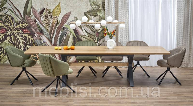 Стіл 180 роскладний натуральний, ніжки-чорний HENRY 180(300)x100 (Halmar Польша)