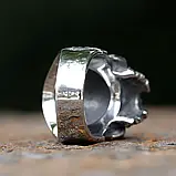 Кільце печатка перстень чоловіче сталеве ROSE 19 з медичної нержавіючої сталі 316L з Черепом, фото 4