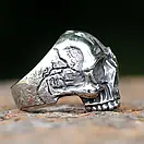 Кільце печатка перстень чоловіче сталеве ROSE 19 з медичної нержавіючої сталі 316L з Черепом, фото 3