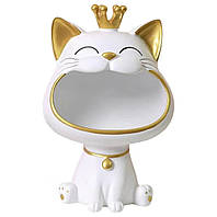 Фруктовница в виде кота Конфетница кот белый цвет Оригинальная статуэтка - конфетница органайзер Кот