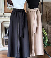 Женские брюки свободного кроя с поясом американский креп 42-46, 48-50