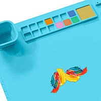Коврик силиконовый художественный для рисования со складной чашкой 50,5 х 40 см Синий