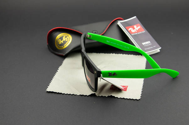 Сонцезахисні окуляри RAY BAN UV400 (арт. RB2140) чорна матова оправа/зелені глянсові завушники, фото 4