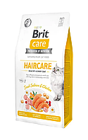 Сухой корм для длинношерстных кошек Брит Brit Care Cat Haircare Healthy&Shiny Coat с лососем и курицей, 400 г