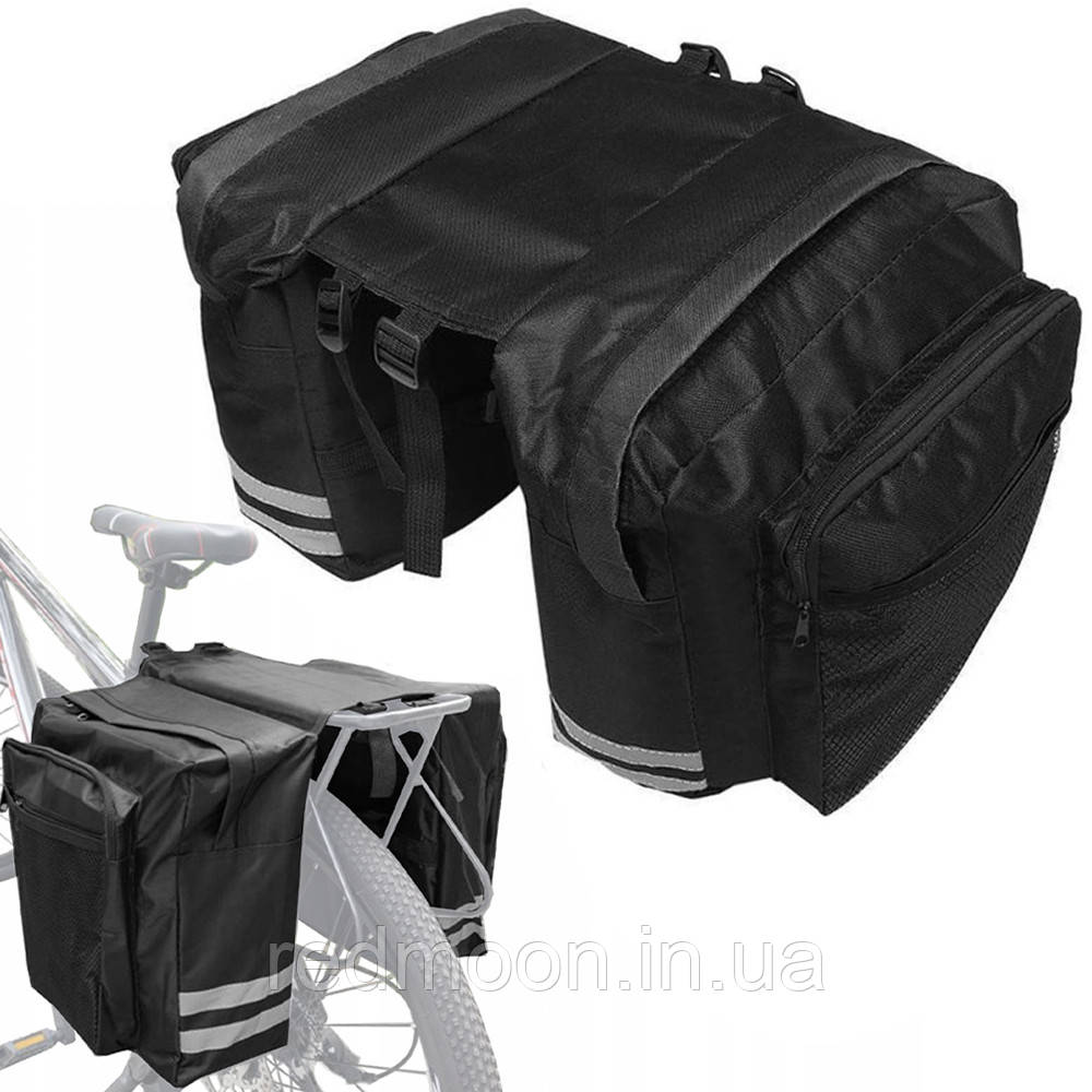 Велосумка на багажник 30л, 31,5х31,5 см / Двойная велосипедная сумка ...
