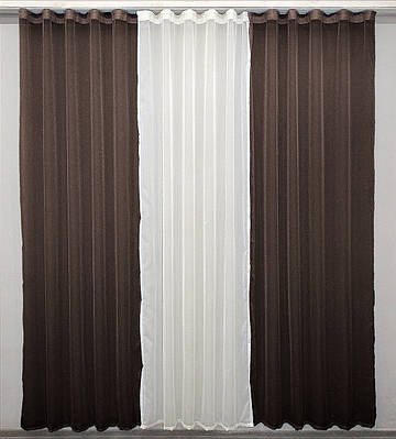 Комплект (4х2,8м.) з шифону, декоративна гардина. Колір венге з молочним. Код 002дк (н123-н105)