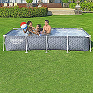 Басейн каркасний прямокутний Bestway 561FV (366-201-66см, 4000 л, фільтр-насос) Сірий, фото 3