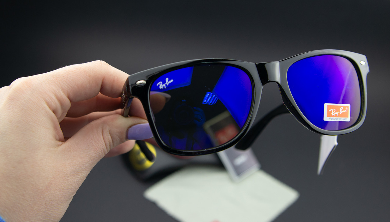 Сонцезахисні окуляри RAY BAN UV400 (арт. RB2140) чорна оправа/дзеркальні лінзи