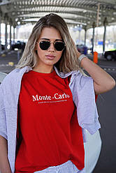 Жіноча стильна червона футболка onesize Monte-Carlo з куліра на кожен день