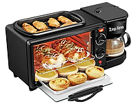 Электрическая печь с кофеваркой и сковородой Zepline на 12 литров 1250Вт с таймером и терморегулятором tac
