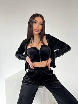 Костюм жіночий стильний із велюру трійка (Норма)