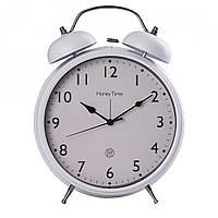 Настольные часы с будильником 20,5 см на батарейке, белый