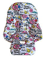 Чохол DavLu до стільчика для годування Peg Perego Siesta веселка на білому (000049)